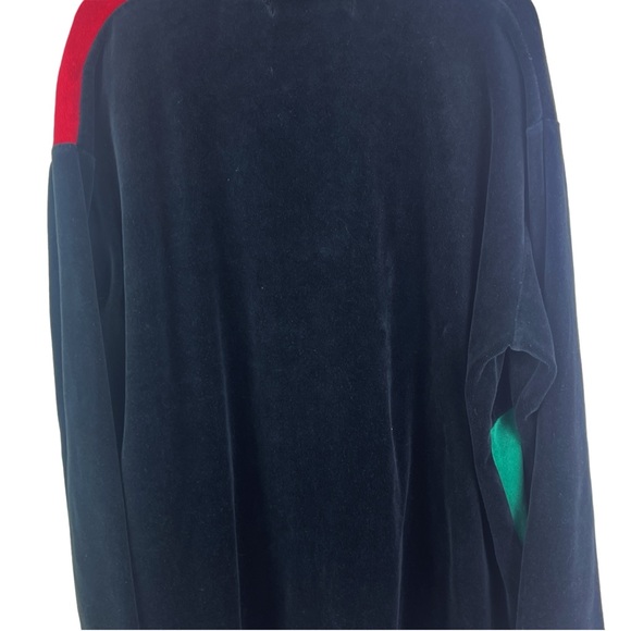 Vintage Retro 80's/90's Velvety Velour Color Block 3/4 Zip Pullover Sweatshirt - Picture 7 of 14